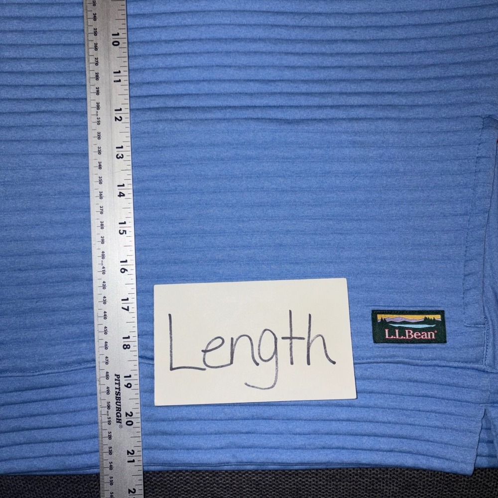 LL Bean Airlight Knit Funnelneck Pullover Sweater Blue Medium Hiking Athleisure - Picture 8 of 8